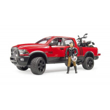 (02502-RAM truck w/Ducati & rider) - Bruder Ram 2500 Power Waggon with Ducati Scrambler Desert Sled and Driver Vehicles Toy