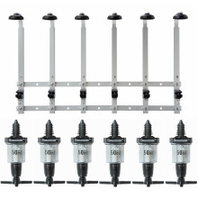 6 x 50ml Solo Bar Optic Spirit Measure & 6 Bottles 70cl/1L Wall Mounted Bracket