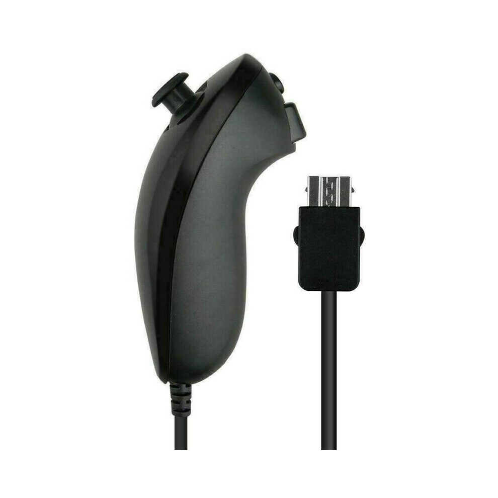 (Black) Official For Nintendo Wii Controller Remote Control With Nunchuk/Nunchuck L&R Black 683546870346