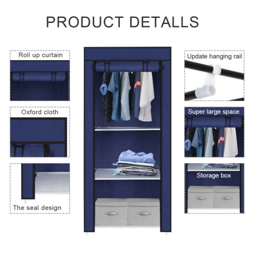 Single Canvas Clothe Storage Wardrobe Cupboard