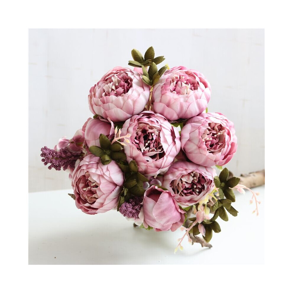 (Pale Mauve) Artificial Peony Wedding Bouquet Home Party Decor