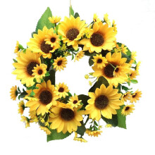 (Green) Artificial Sunflower Wreath Home Party Flowers