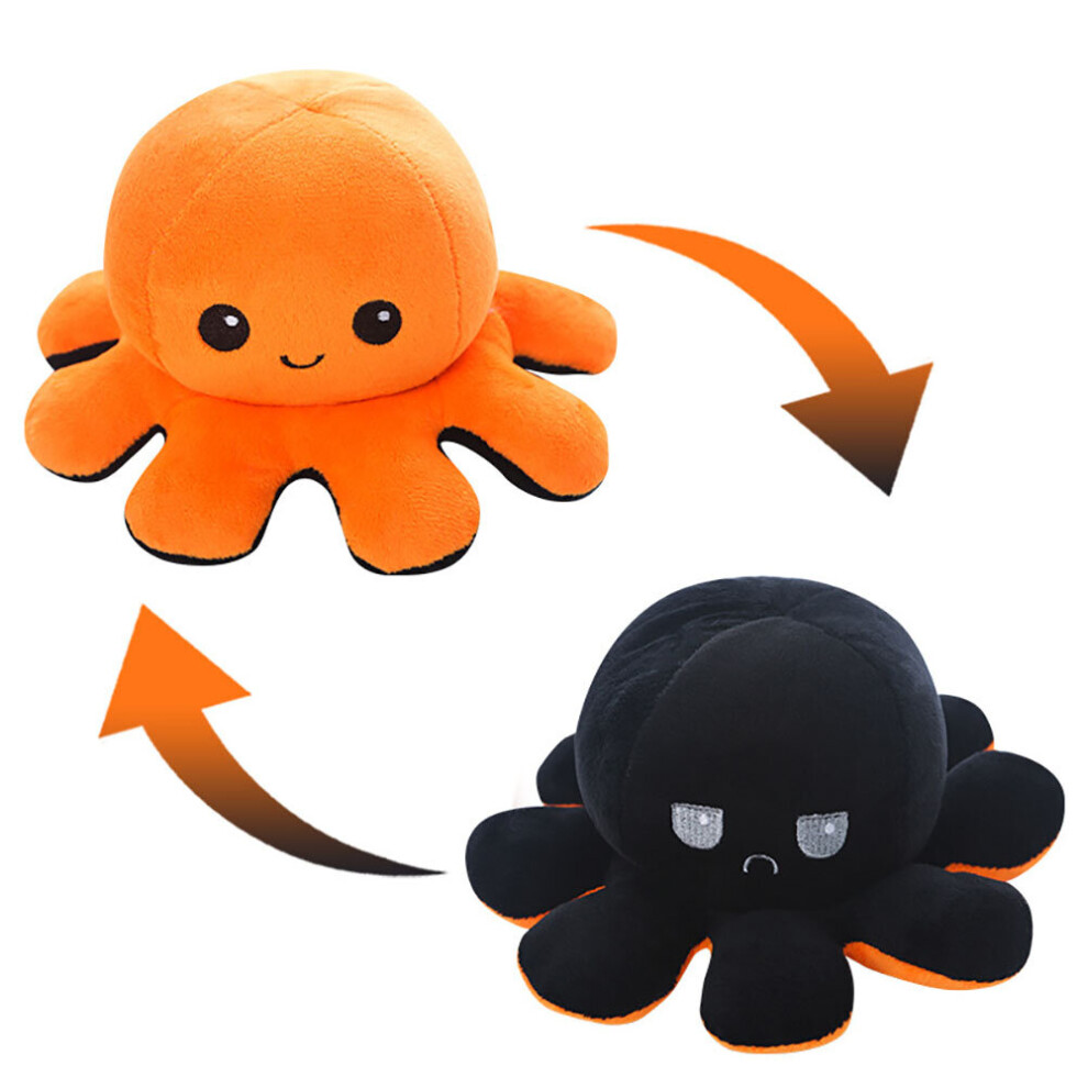 (-Black) Octopus Reversible Plushie Plush Emotion Mood Octopus Toy Flip Moody Happy Sad Angry Inside Out Orange/Black