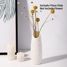 (White) White Imitation Ceramic Plastic Flower Vase Decoration