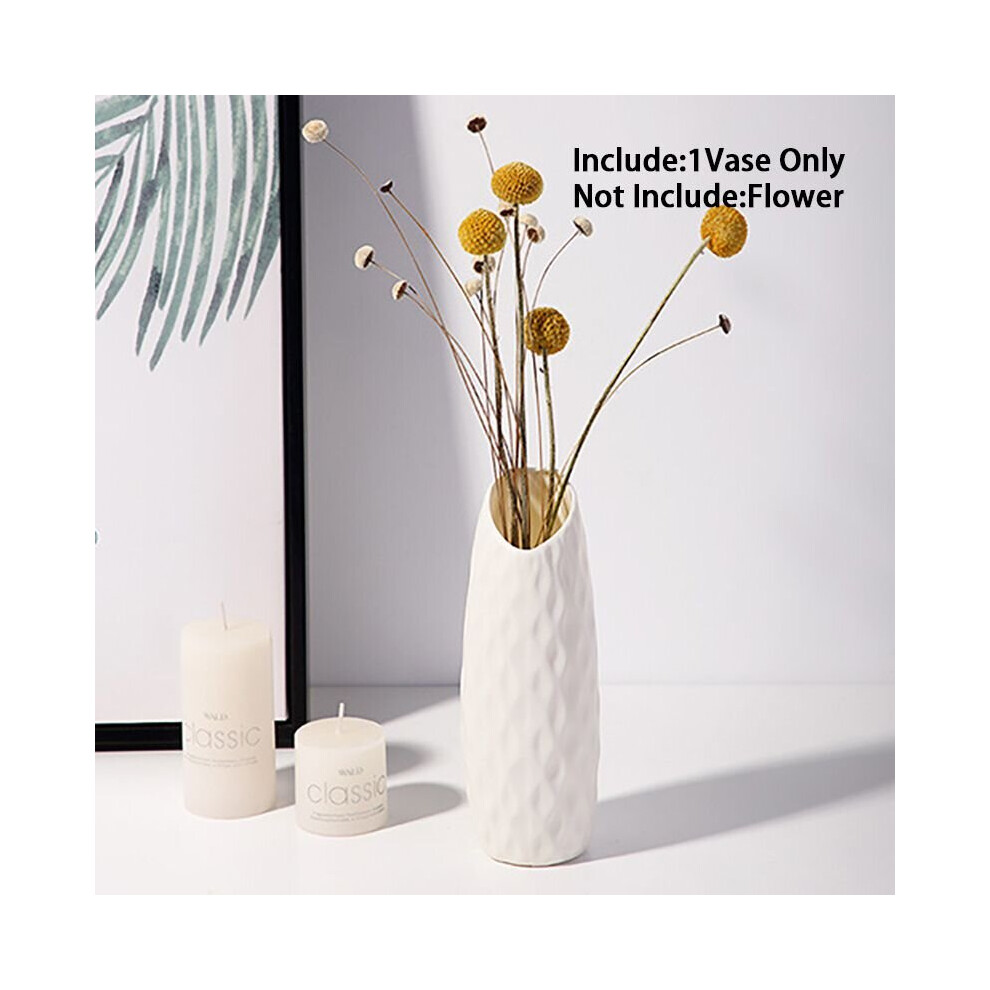 (White) White Imitation Ceramic Plastic Flower Vase Decoration