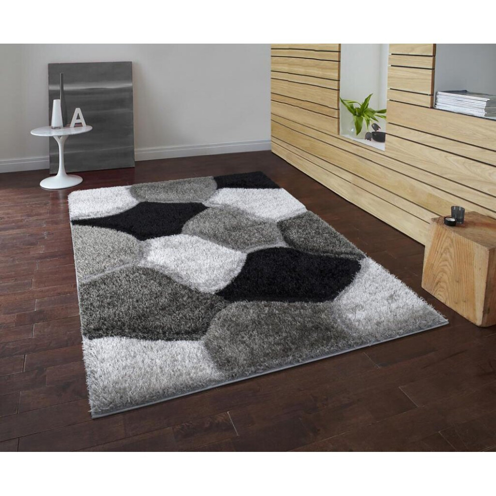 (SILVER-GREY, 160 x 230 CM) NEW LUXURIOUS RUGS MAT SOFT PONA MODERN SHAGGY RUG