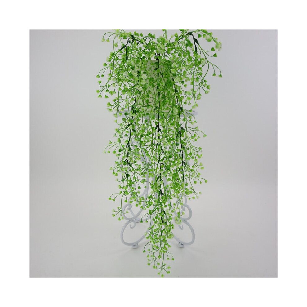 (White  Green) Artificial Hanging Basket Flower Vine Plant Decor