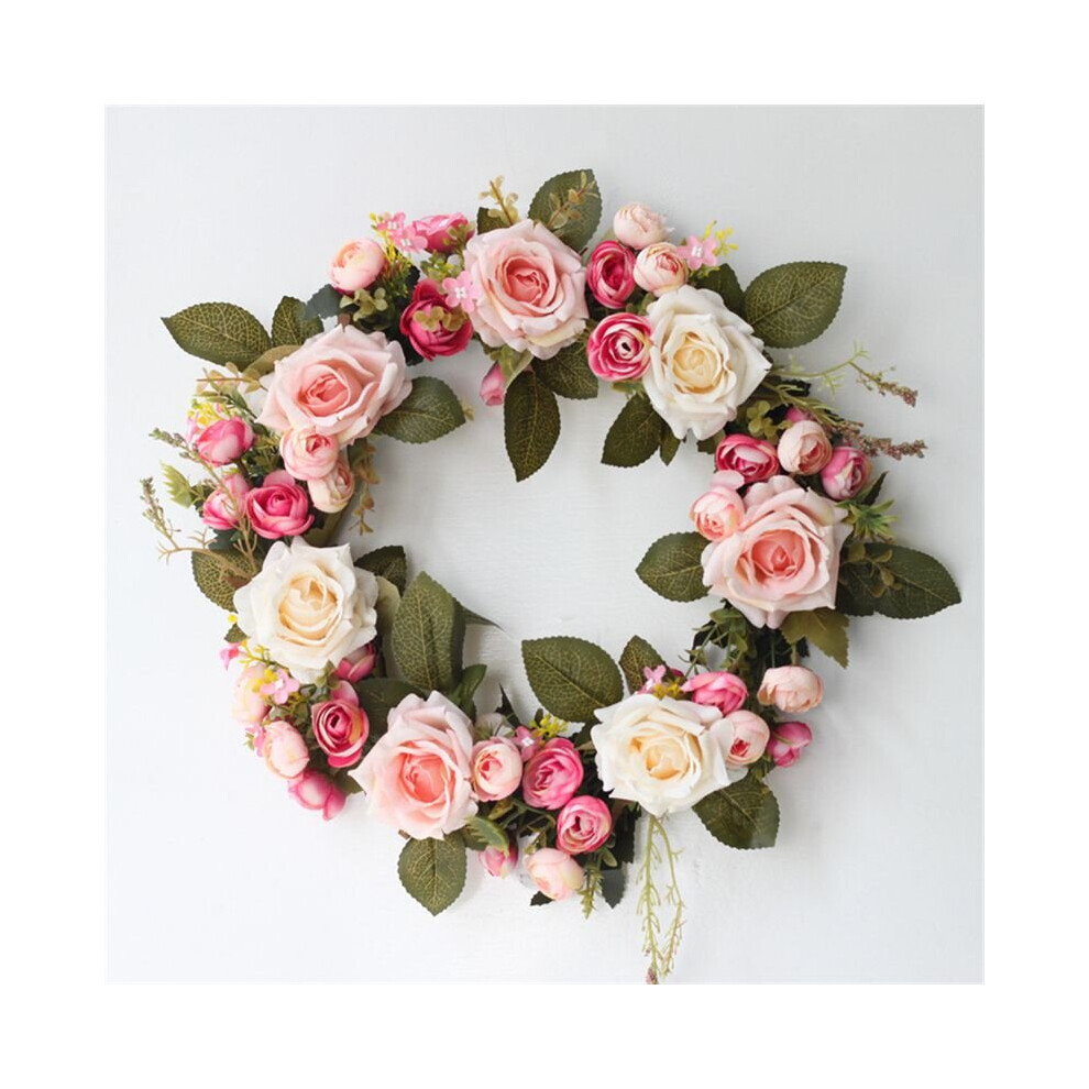 (Rose ) Artificial Peony Rose Hanging Door Wreath Decor Red