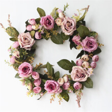 (Purple) Artificial Peony Rose Hanging Door Wreath Decor