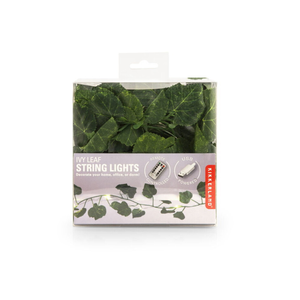 Kikkerland Ivy Leaf Remote Controlled USB String Fairy Lights Home 3m