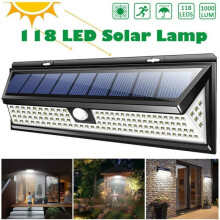 118 LED Solar Powered PIR Motion Sensor Wall Light Garden Outdoor Lamp