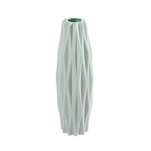 (Green) Plastic Flower Vase White Imitation Ceramic Decoration