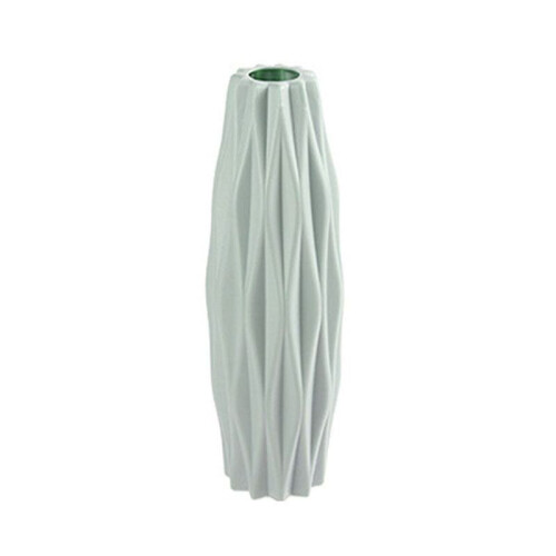 (Green) Plastic Flower Vase White Imitation Ceramic Decoration