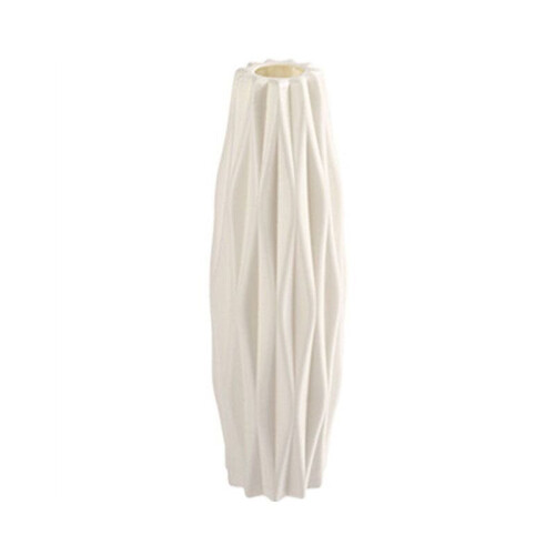 (White) Plastic Flower Vase White Imitation Ceramic Decoration