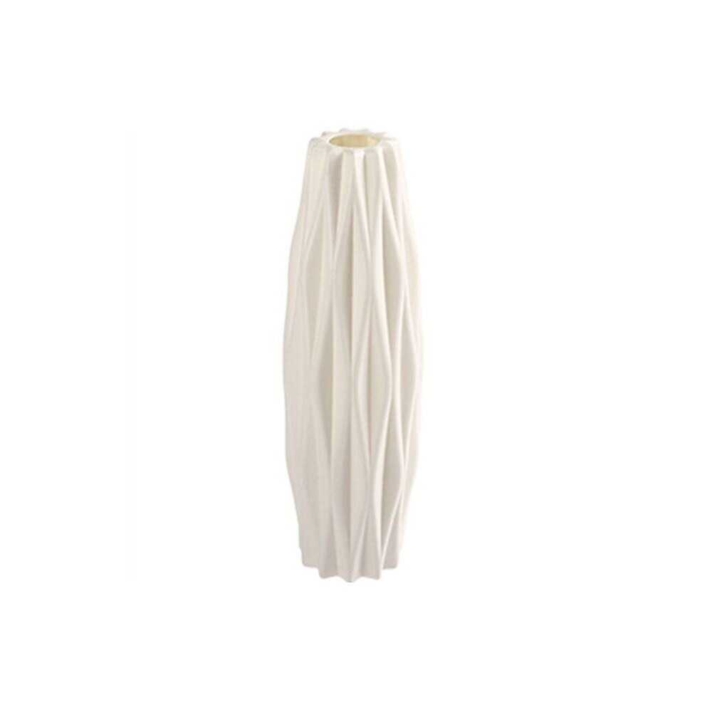 (White) Plastic Flower Vase White Imitation Ceramic Decoration