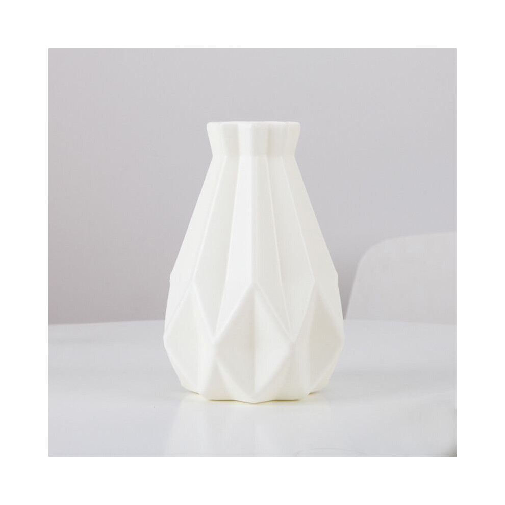 (Style A-White) Plastic Vase Imitation Ceramic Flower Pot Home Decor