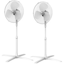 Igenix DF1655 Pedestal Oscillating 3-Speed Fan with Mesh Safety Grill, 16-Inch, 40 W, White, (Pack of 2)