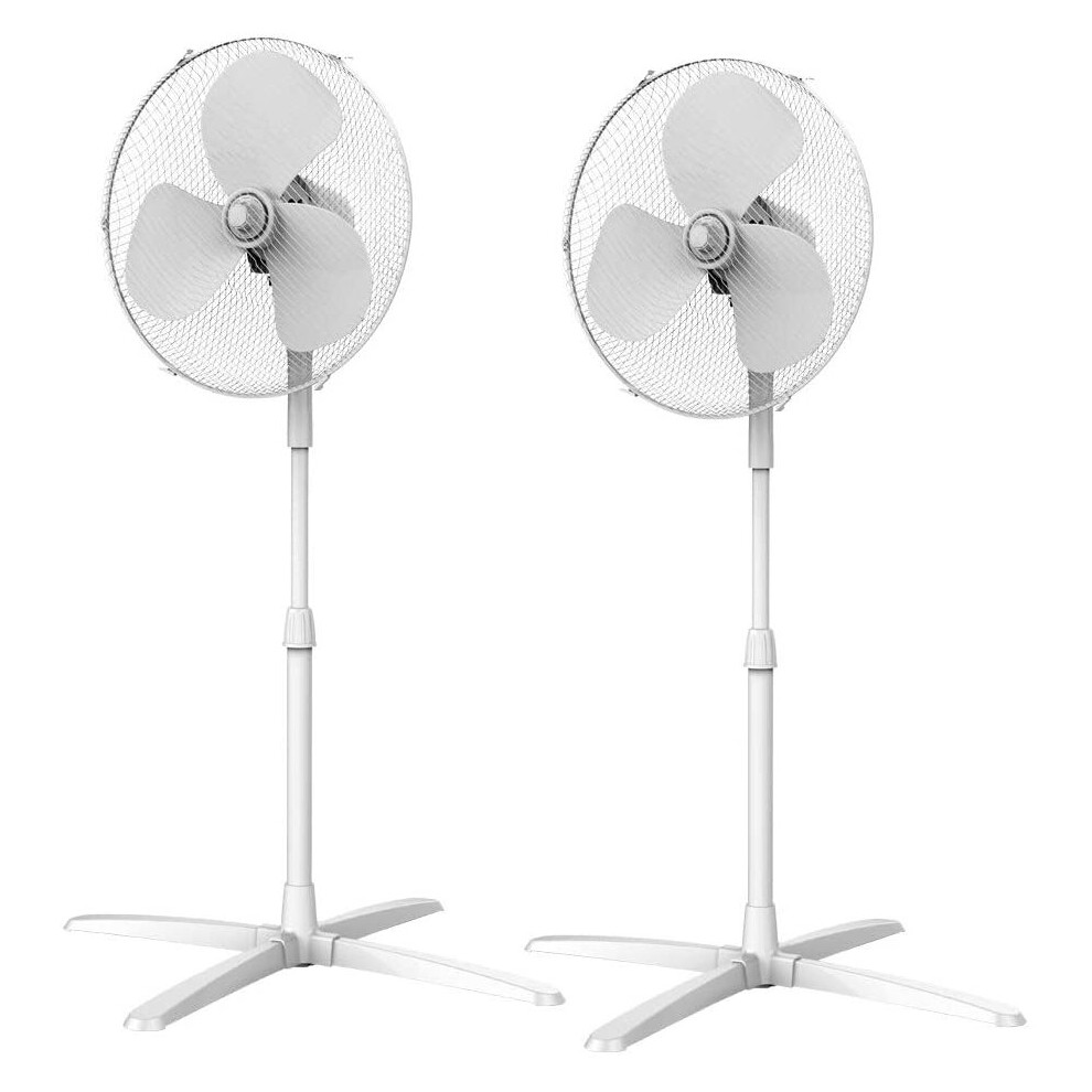 Igenix DF1655 Pedestal Oscillating 3-Speed Fan with Mesh Safety Grill, 16-Inch, 40 W, White, (Pack of 2)