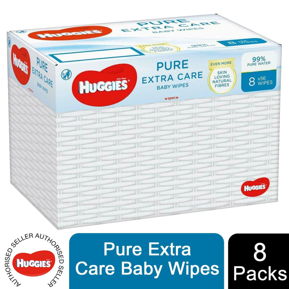 Huggies Pure Extra Care Fragrance-Free Baby Wipes with 99% Pure Water