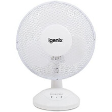 Igenix DF9010 Portable 2-Speed Fan with Tilt Action/Quiet Operation and Mesh Safety Grill, 9-Inch, 30 W, White (Pack of 3)