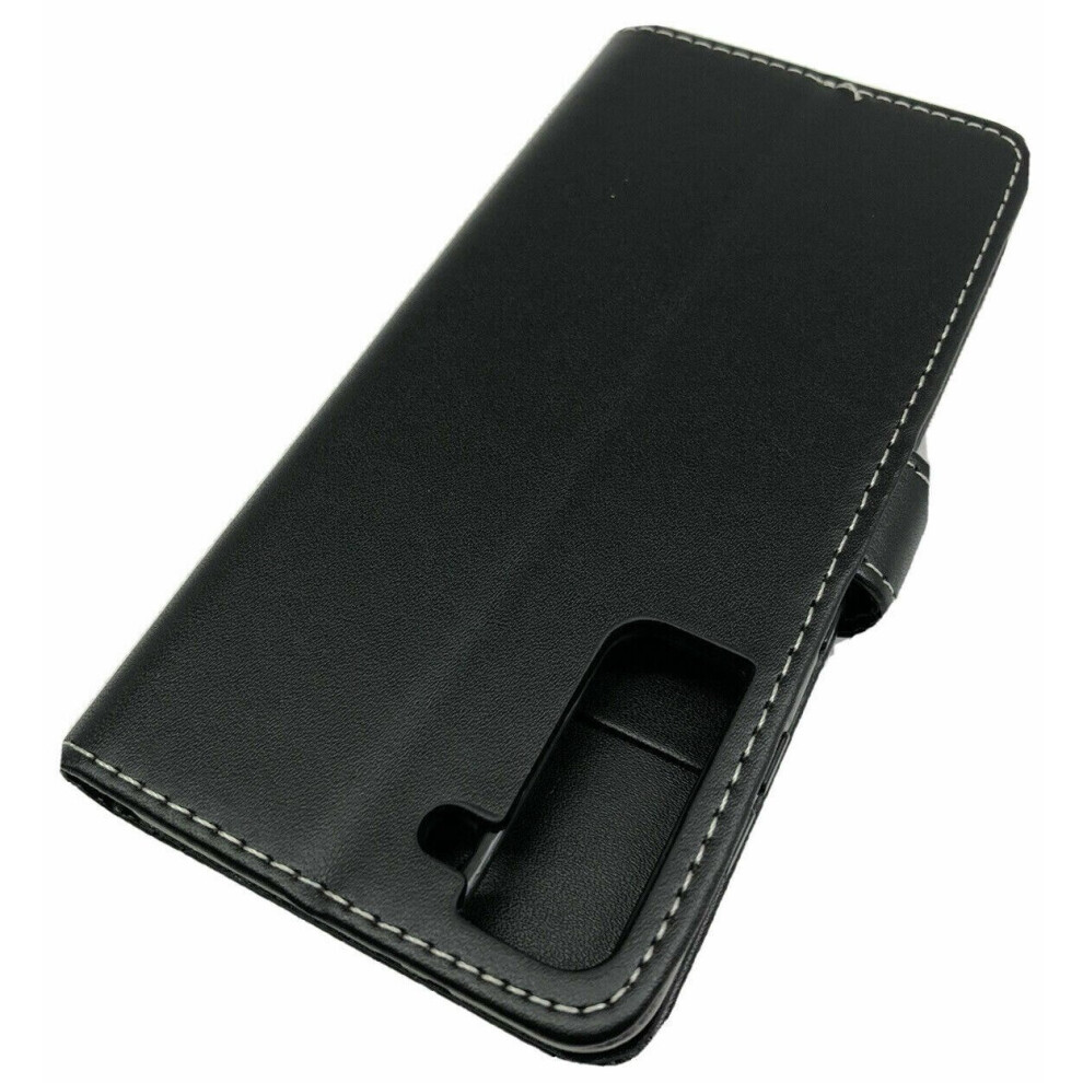 black--for-samsung-galaxy-s21---samsung-galaxy-s21-5g-case-cover-flip-book--wallet--folio--leather--gel