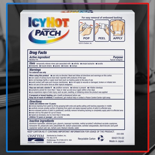 Icy Hot, Patch di sollievo dal dolore originale, 5 Patch 1