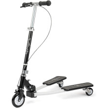 Xootz Kids Y Flicker Scissor Scooter, Folding 3 Wheel Tri Drifter Scooter with Adjustable Handlebars - Black/White