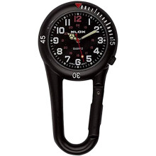 Klox Black Clip-On Carabiner Fob Watch, Black Dial - Unisex Medical Style for Paramedic, Doctor & Nurse