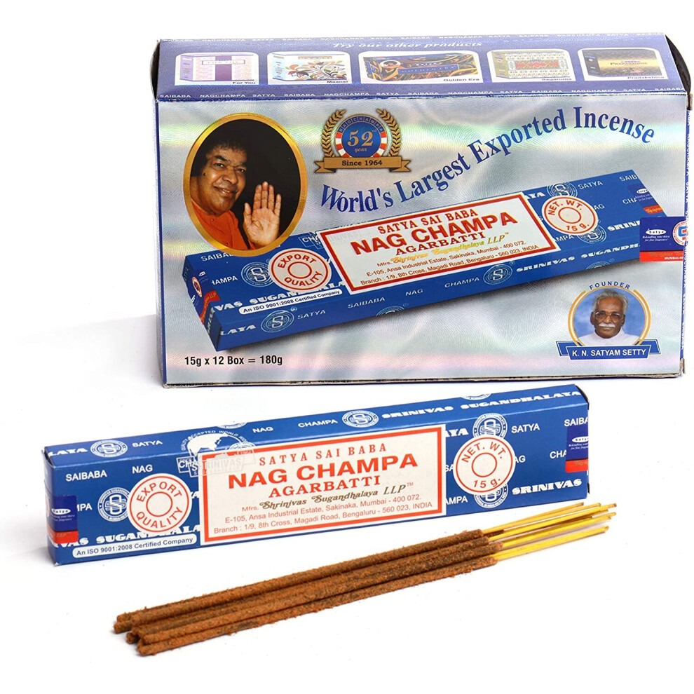 1 Box Of 12 Packs 15G Satya Nag Champa Incense Sticks Agarbatti Home Fragrance Genuine Scents