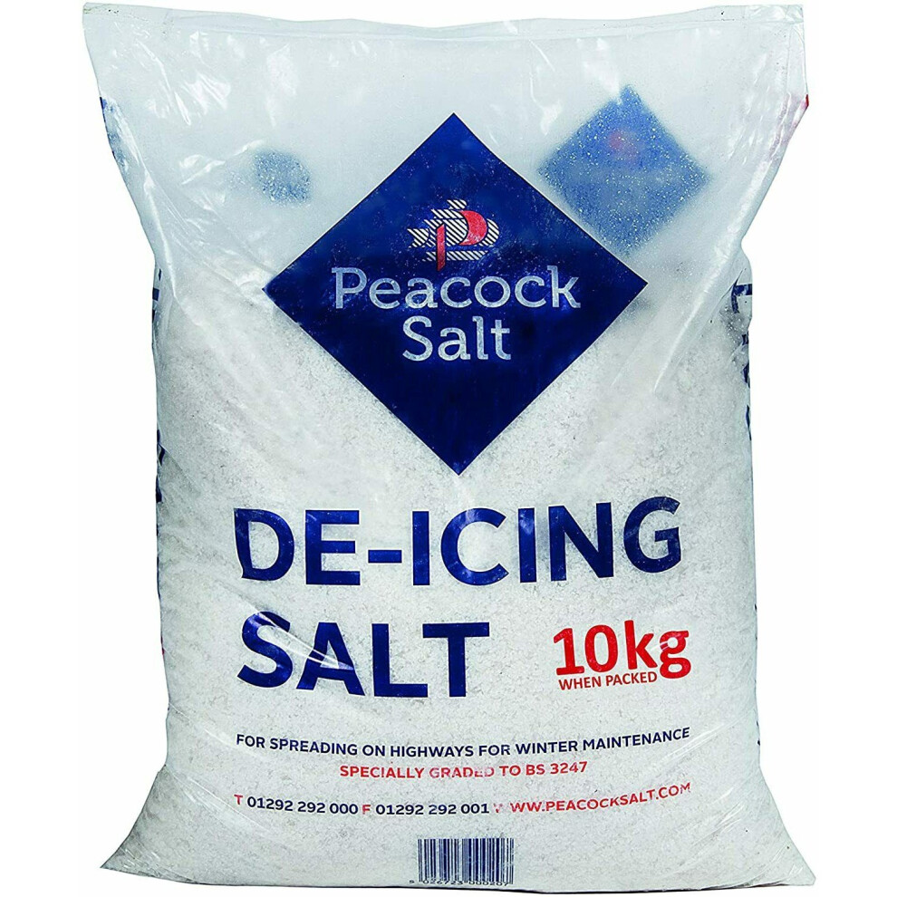 Peacock Salt 10KG Bag White De-Icing Rock Salt Roads Driveways Clear