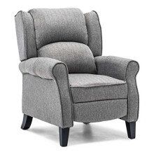 (Herringbone Grey) Eaton Wing Back Fireside Herringbone Fabric Recliner Armchair Sofa Chair Reclining Cinema