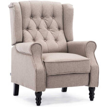 (Pumice) Althorpe Wing Back Fireside Recliner Fabric Bonded Leather Occasional Armchair Sofa Chair