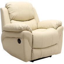 (Cream) Madison Electric Bonded Leather Automatic Recliner Armchair Sofa Home Lounge Chair