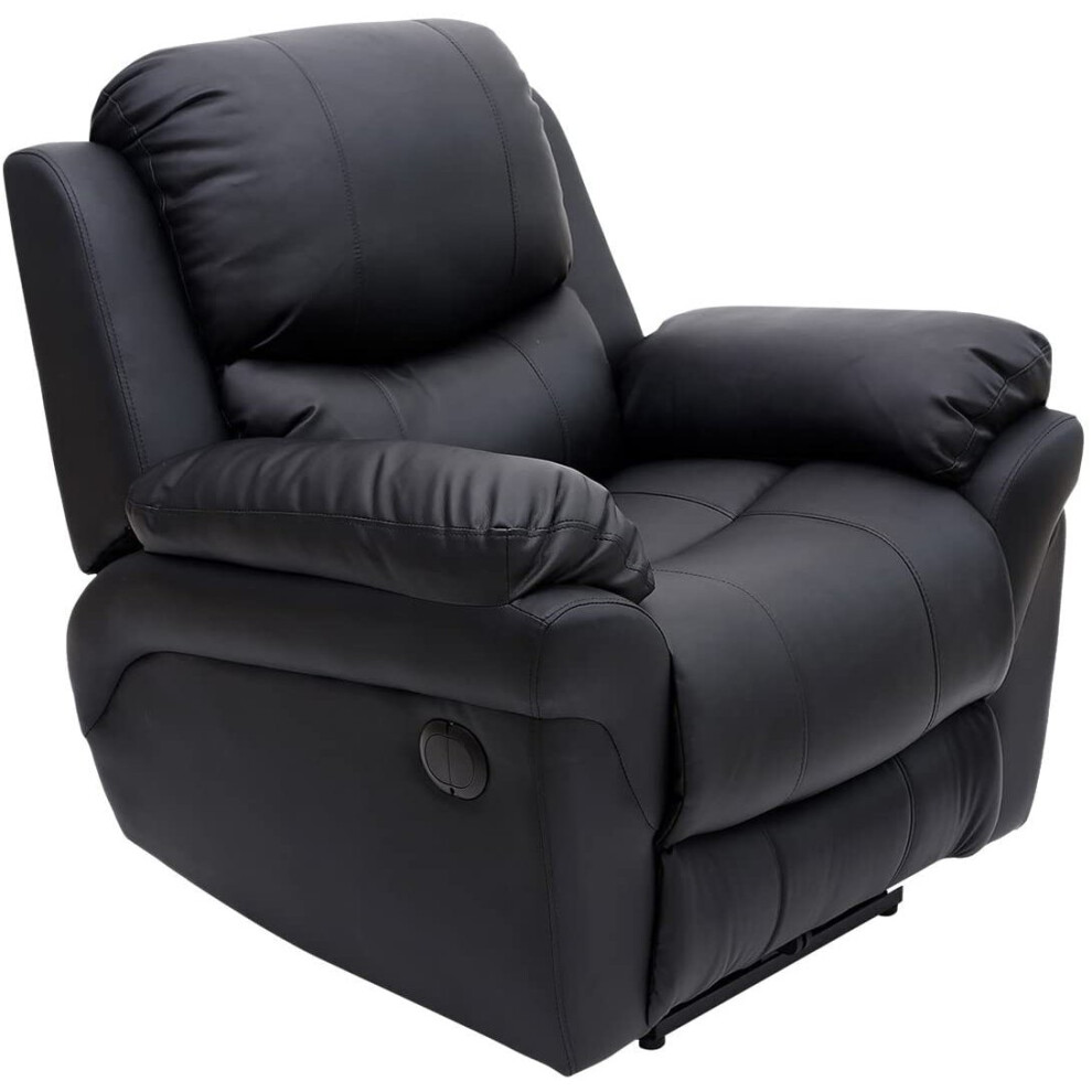 (Black) Madison Electric Bonded Leather Automatic Recliner Armchair Sofa Home Lounge Chair