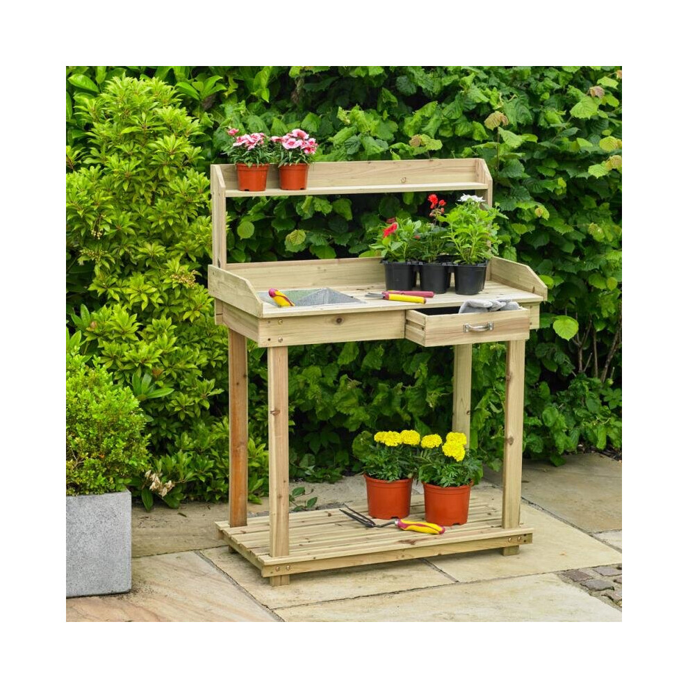 92cm Wide Wooden Greenhouse / Garden Potting Table / Bench