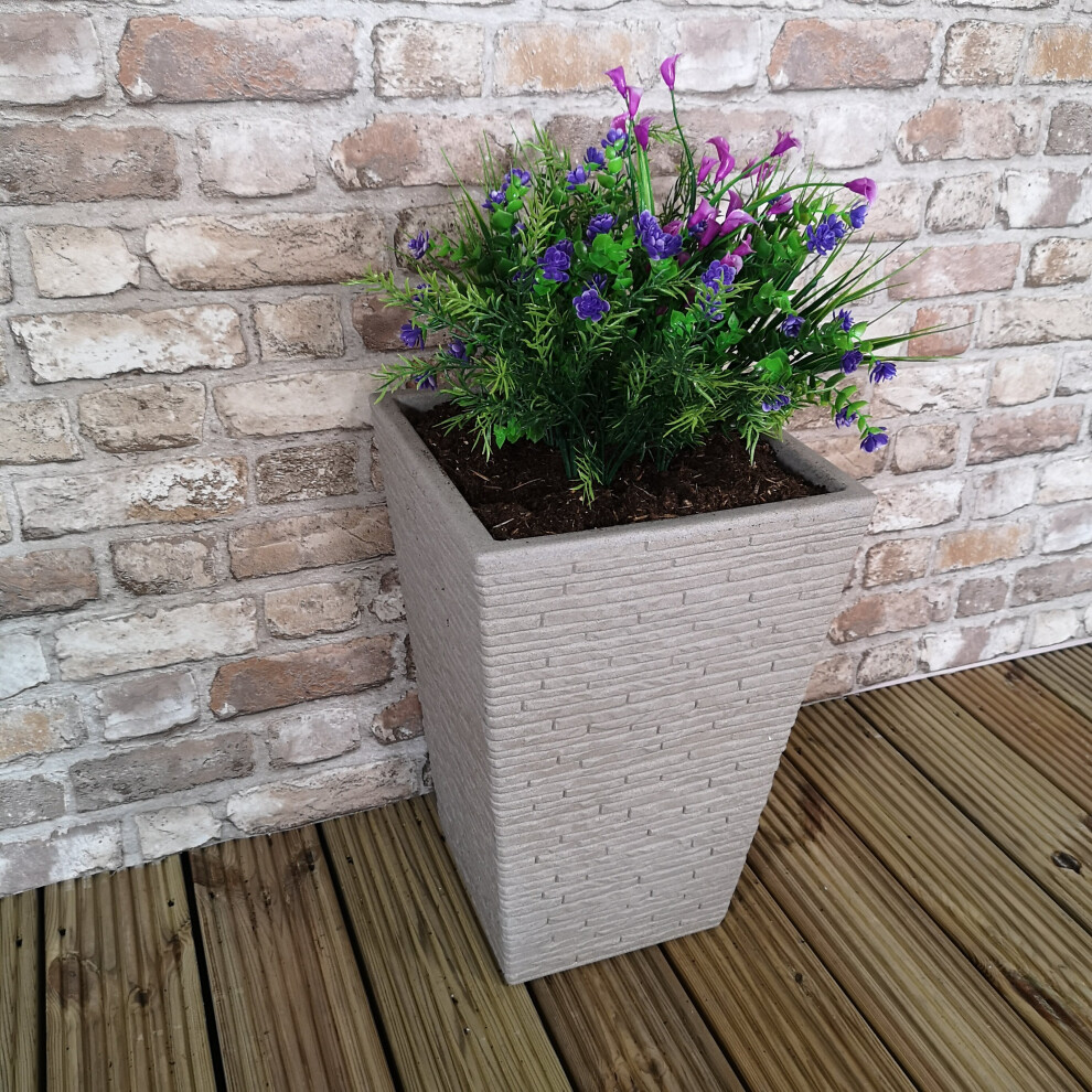 Tall Stone Coloured Slate Effect Garden Planter 30cm D x 30cm W x 45cm H