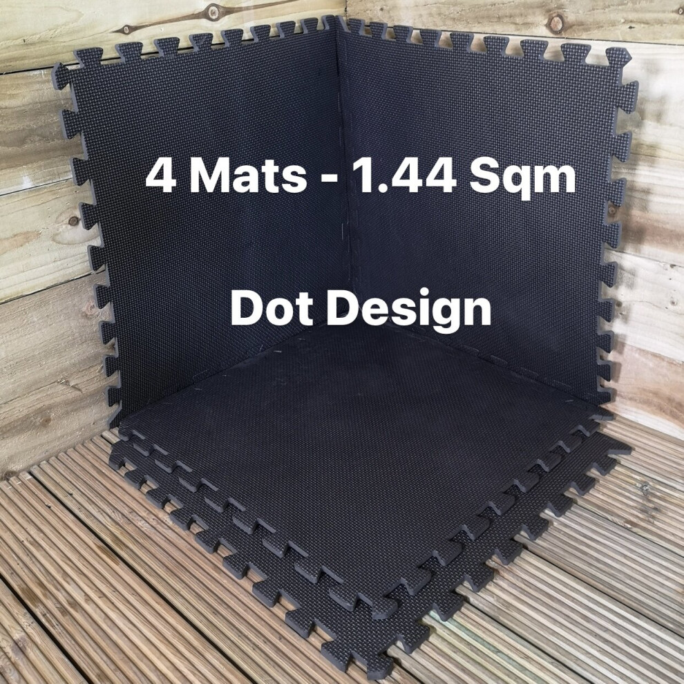 4 Piece Foam Floor Safety Protective Mat for Exercise Gym Garage Play- Set Covers 1.44 sqm (15.5 sq ft)