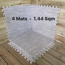 4 Piece Foam Floor Safety / Exercise / Gym / Play Mat Set Covers 1.44 sqm (15.5 sq ft) - Grey Wood Effect