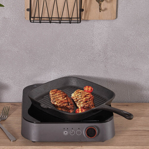 Living And Home Cast Iron Griddle Tray Plate Grill Pan Skillet Cook Griddle 1