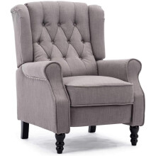 (Marl Grey) Althorpe Wing Back Fireside Recliner Fabric Bonded Leather Occasional Armchair Sofa Chair