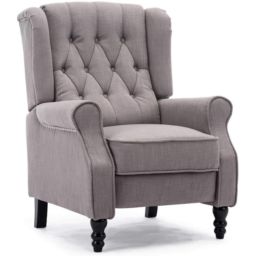(Marl Grey) Althorpe Wing Back Fireside Recliner Fabric Bonded Leather Occasional Armchair Sofa Chair