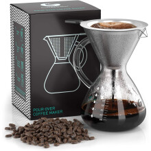 Coffee Gator Pour Over Brewer with Paperless Stainless Steel Filter & Glass Carafe (800ml) – Hand-Drip Coffee Maker
