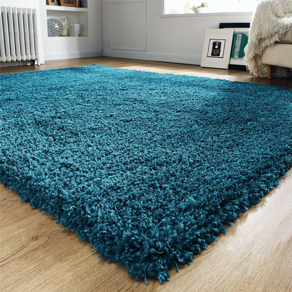 (Teal, 80 x 150 cm) Non Slip Thick Shaggy Large Hallway Runner Rugs