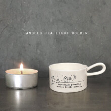East Of India: Porcelain Handled TeaLight Holder- Anything Is Possible