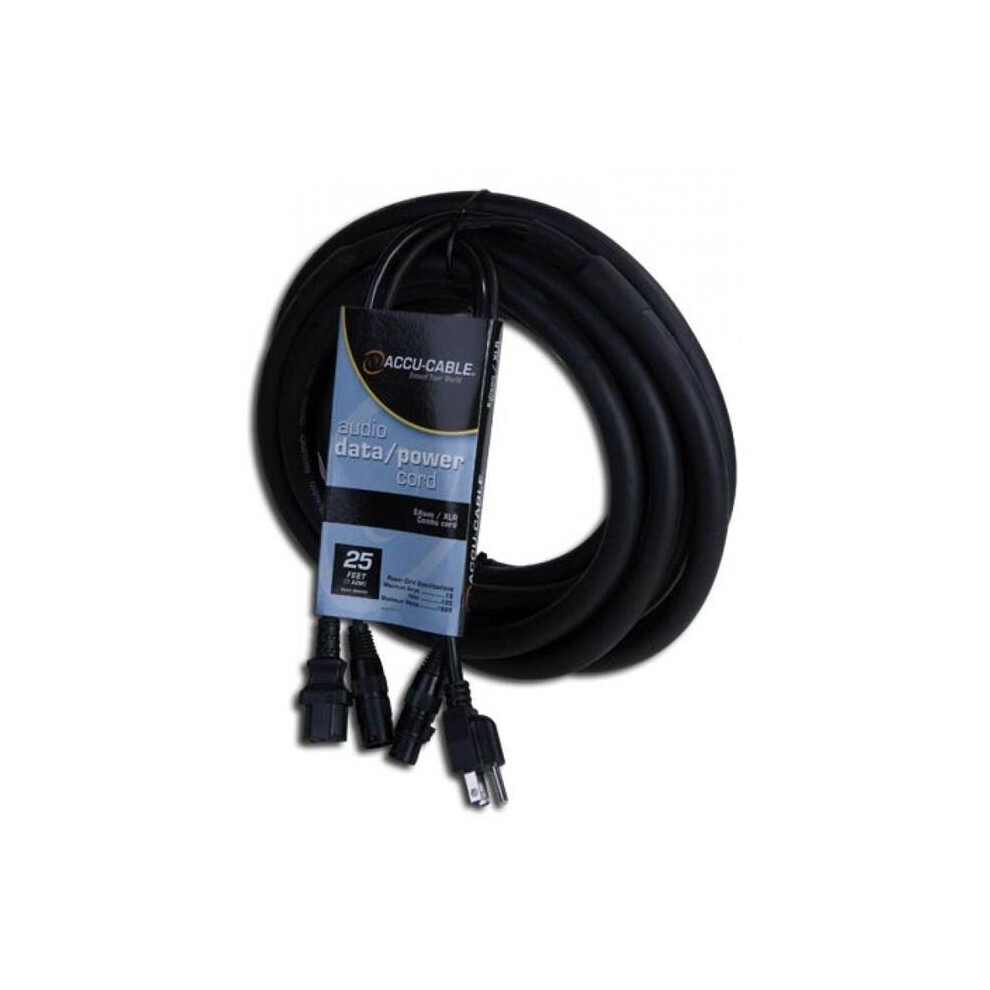 Adj Skac25 25 Ft. American Dj Accu-Cable Audio Data Xlr-Iec Power Cable - 16Awg 640282091992