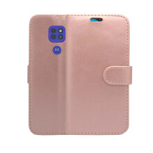 (Rose Gold) For Motorola G9 Play Wallet Flip PU Leather Pouch Case Cover