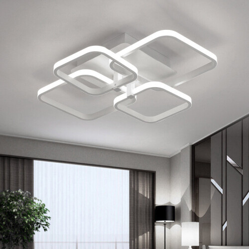Living And Home (Suqare, 4 Heads) Modern Dimmable LED Chandelier Ceiling Light with Remote 1