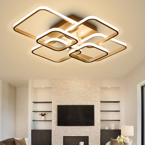 Living And Home (Suqare, 6 Heads) Modern Dimmable LED Chandelier Ceiling Light with Remote 1