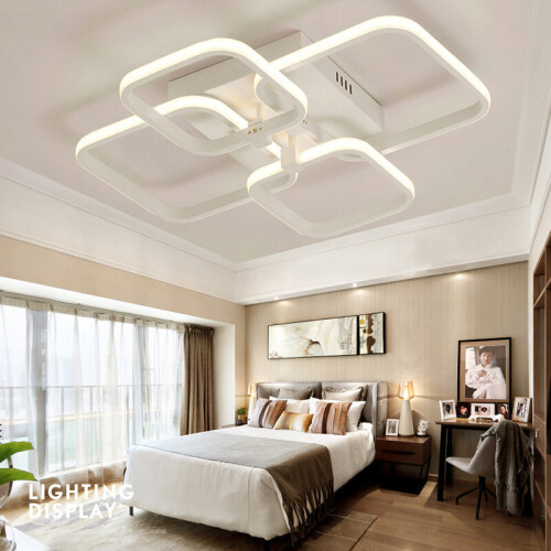 Living And Home (Suqare, 4 Heads) Modern Dimmable LED Chandelier Ceiling Light with Remote 2
