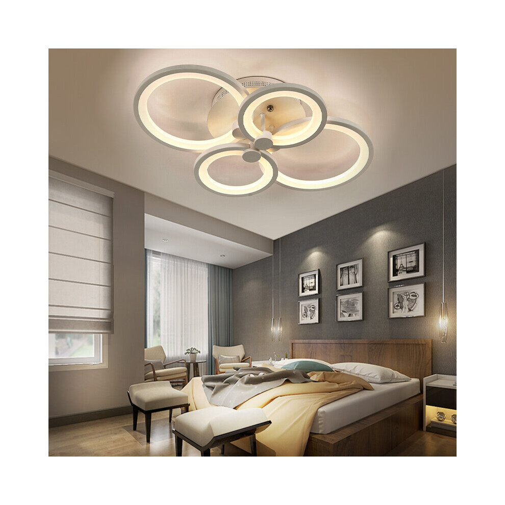 (Round, 4 Heads) Modern Dimmable LED Chandelier Ceiling Light with Remote